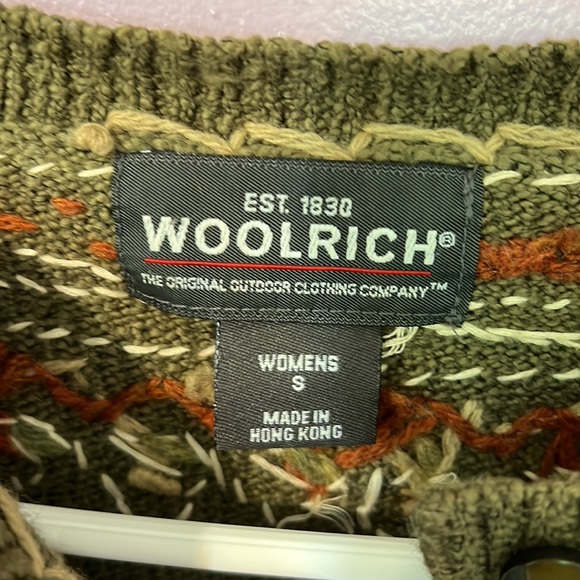 Woolrich Green Wool Embroidered Cardigan Sweater - Picture 2 of 13